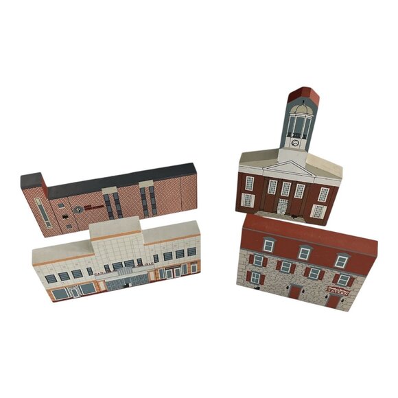 4 Cat’s Meow Village Wood Bldgs – Carlisle & Pennsylvania Landmarks – Signed - Picture 1 of 6